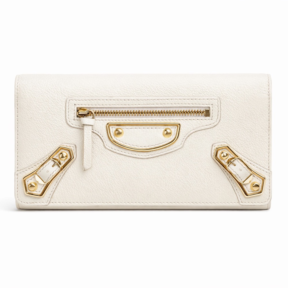 Balenciaga Gold Metallic Edge Long Wallet